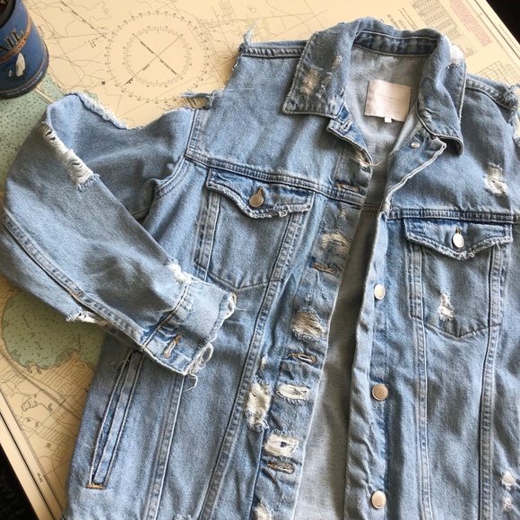 ZARA Distressed Denim Jacket - Picture 2 of 5